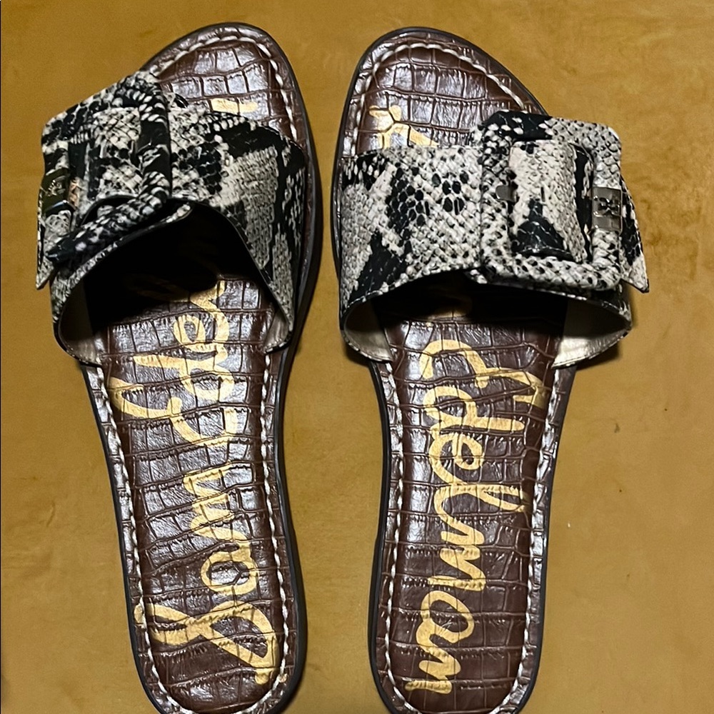 Sam Edelman Snake Print Slide Sandals